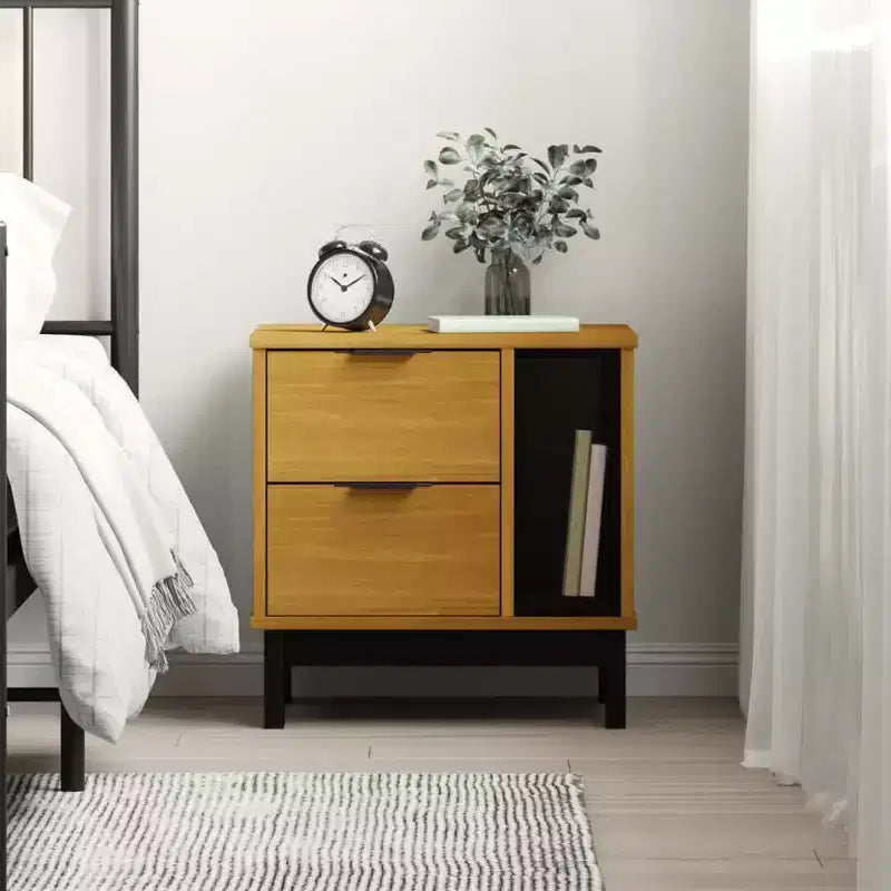 vidaXL Comodino FLAM 49x35x50 cm in Legno Massello di Pino