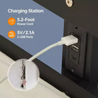Vingli - Letto a soppalco singolo in legno con stazione di ricarica USB/LED, in legno massello con pioli piatti, sponda alta 38 cm, non necessita di rete, nero