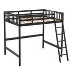 Vingli - Letto a soppalco singolo in legno con stazione di ricarica USB/LED, in legno massello con pioli piatti, sponda alta 38 cm, non necessita di rete, nero