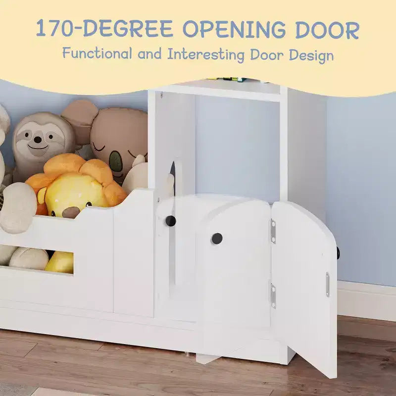 COZONY Scaffale a 2 livelli per libri per bambini e contenitore portaoggetti per giocattoli con luce a sensore di movimento, Libreria in legno per sale giochi, aule e camerette per bambini