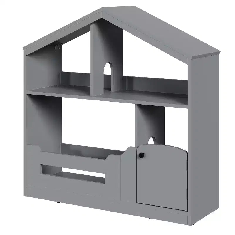 COZONY Scaffale a 2 livelli per libri per bambini e contenitore portaoggetti per giocattoli con luce a sensore di movimento, Libreria in legno per sale giochi, aule e camerette per bambini