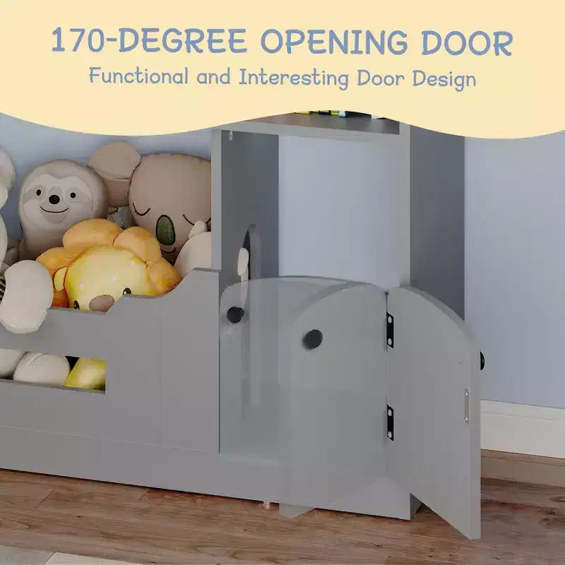 COZONY Scaffale a 2 livelli per libri per bambini e contenitore portaoggetti per giocattoli con luce a sensore di movimento, Libreria in legno per sale giochi, aule e camerette per bambini