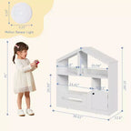 COZONY Scaffale a 2 livelli per libri per bambini e contenitore portaoggetti per giocattoli con luce a sensore di movimento, Libreria in legno per sale giochi, aule e camerette per bambini