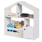 COZONY Scaffale a 2 livelli per libri per bambini e contenitore portaoggetti per giocattoli con luce a sensore di movimento, Libreria in legno per sale giochi, aule e camerette per bambini