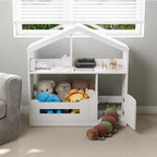 COZONY Scaffale a 2 livelli per libri per bambini e contenitore portaoggetti per giocattoli con luce a sensore di movimento, Libreria in legno per sale giochi, aule e camerette per bambini