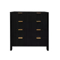 4 Drawer Dresser, Fluted Chest of Drawer, Farmhouse Drawer Cabinet Tall Wooden Dresser with Gold Handles,