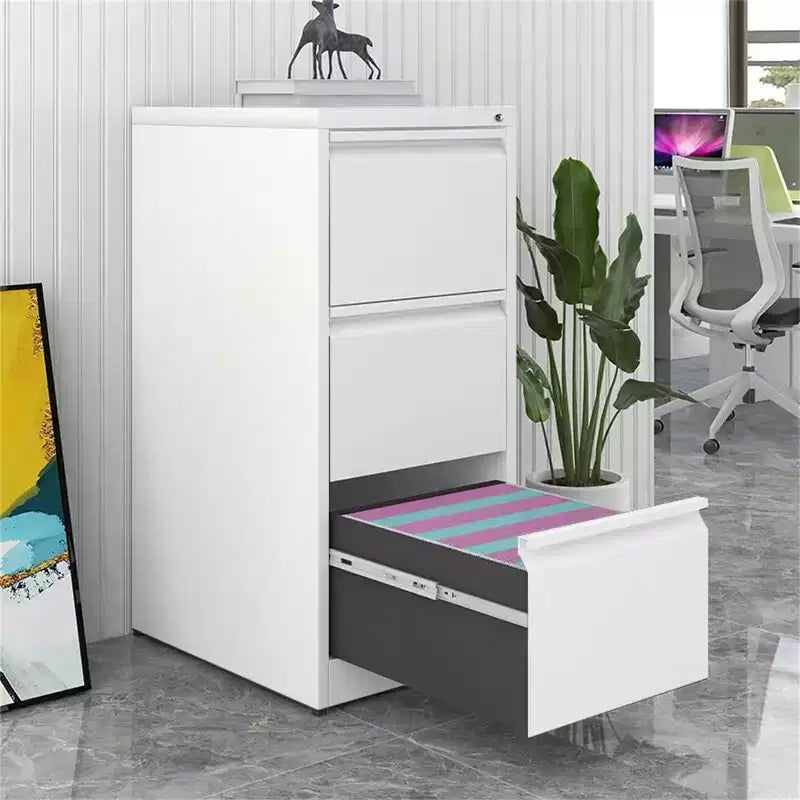 COZONY Cassettiera Portadocumenti a 3 Cassetti con Serratura, Mobile Verticale in Metallo per Ufficio Domestico