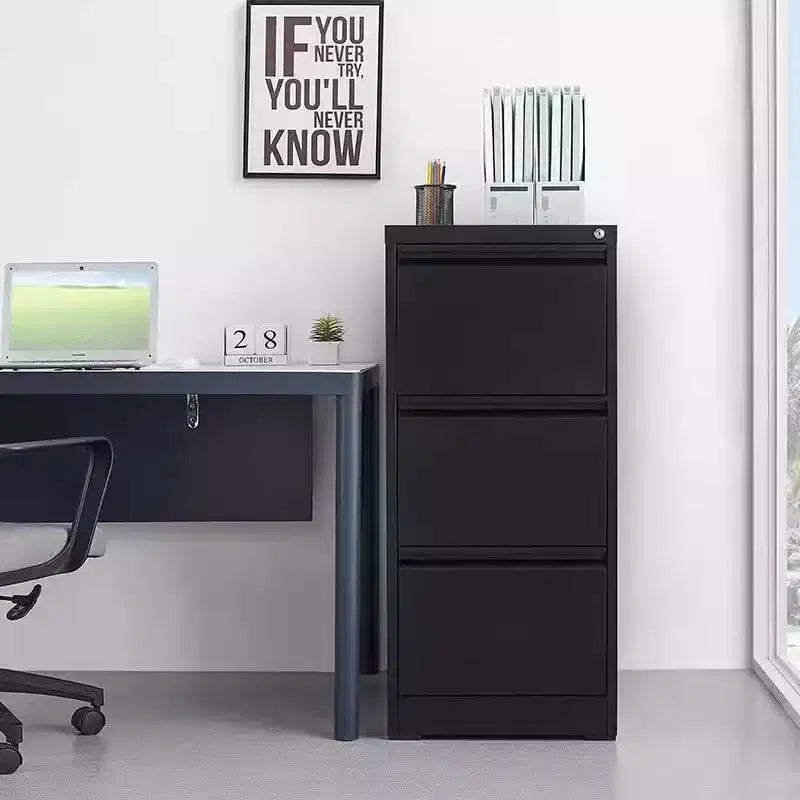 COZONY Cassettiera Portadocumenti a 3 Cassetti con Serratura, Mobile Verticale in Metallo per Ufficio Domestico
