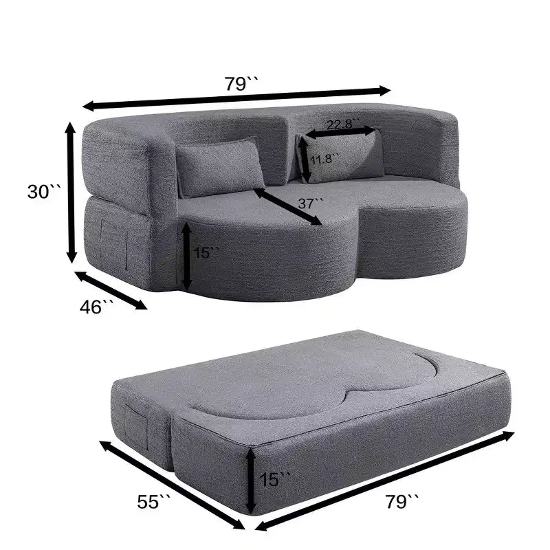 Divanetto pieghevole versatile Zeus e Ruta per soggiorno, ufficio, appartamento, dormitorio, camper e piccoli spazi