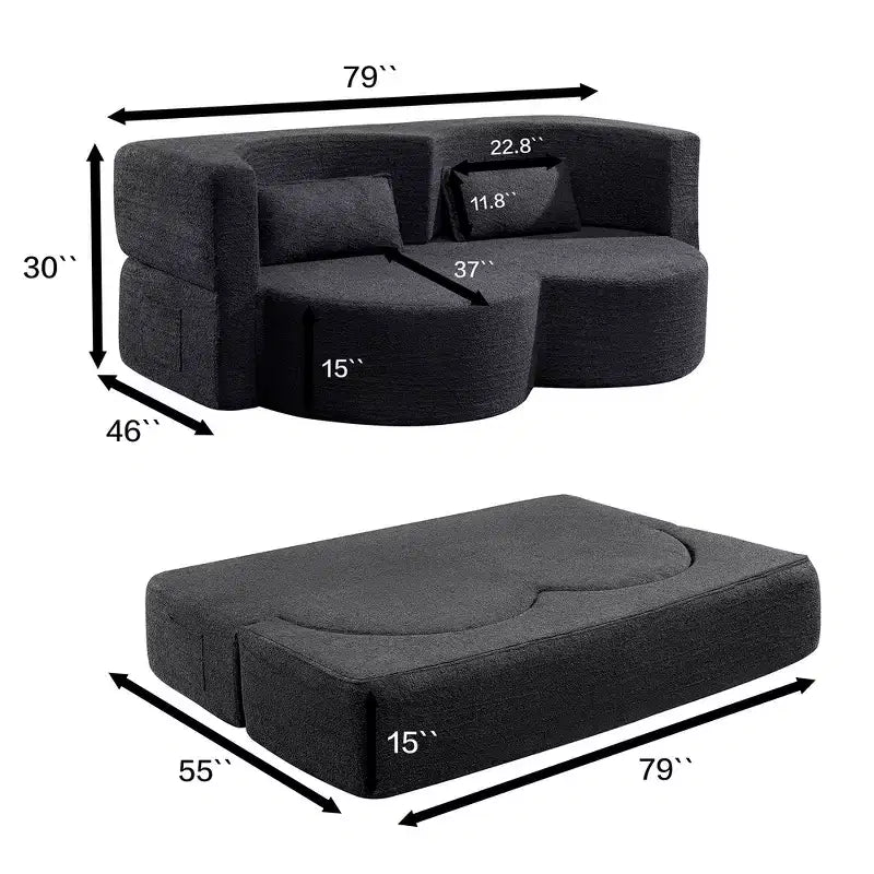 Divanetto pieghevole versatile Zeus e Ruta per soggiorno, ufficio, appartamento, dormitorio, camper e piccoli spazi