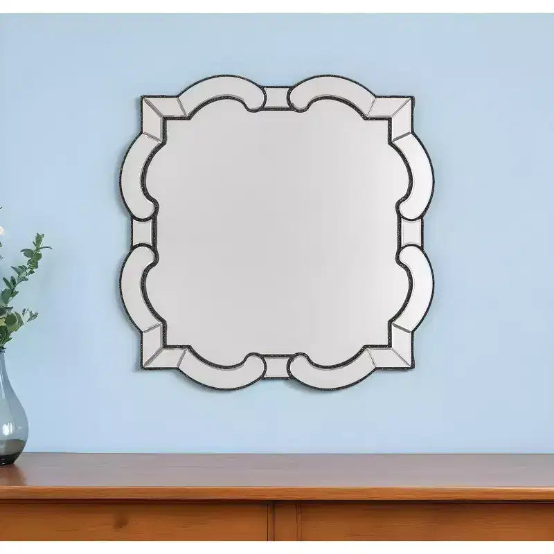 HomeRoots Specchio da parete con cornice in vetro smerlato trasparente 32