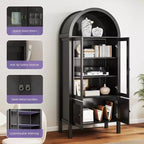 Dispensa da cucina alta 71 pollici, con armadietto ad arco e luce a LED, in legno