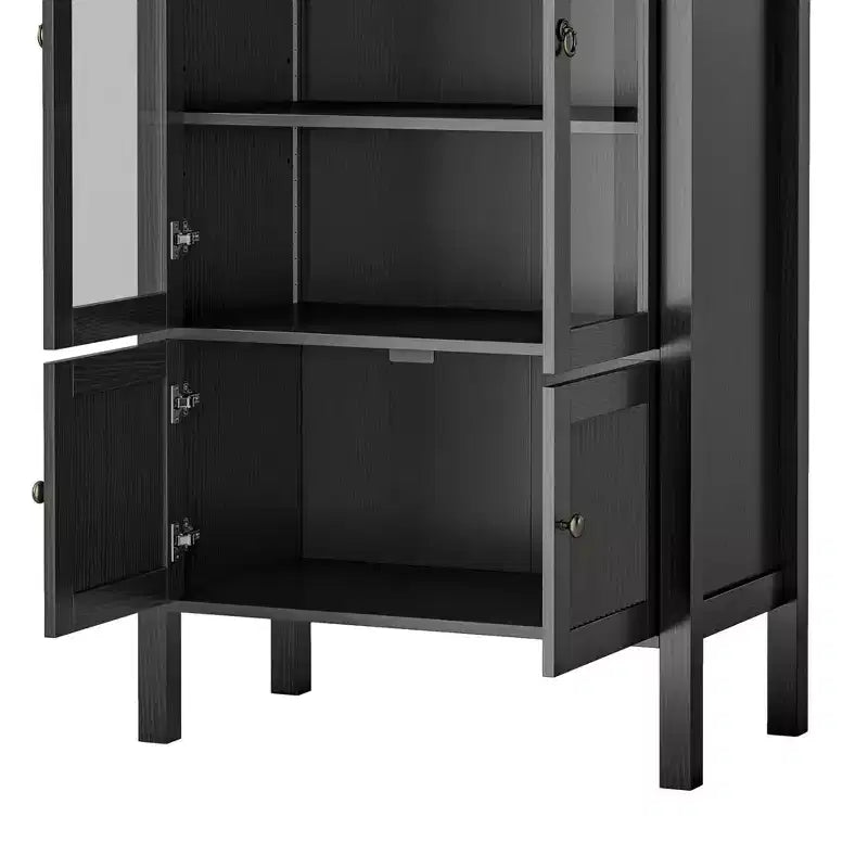 Dispensa da cucina alta 71 pollici, con armadietto ad arco e luce a LED, in legno