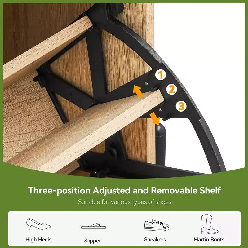 Scarpiera Contenitore con 2 Cassetti a Ribalta e 1 Cassetto, Organizzatore di Scarpe Autoportante in Rattan con 3 Ripiani Regolabili per Pantofole, Scarpe da Ginnastica, Tacchi