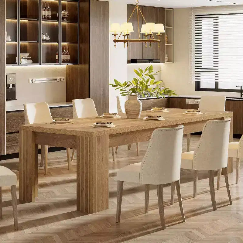 Tavolo da pranzo grande Lantine da 78,7 pollici per 6-8 persone, tavolo da cucina rettangolare in stile rustico con gambe robuste per cucina, sala da pranzo e soggiorno (naturale)