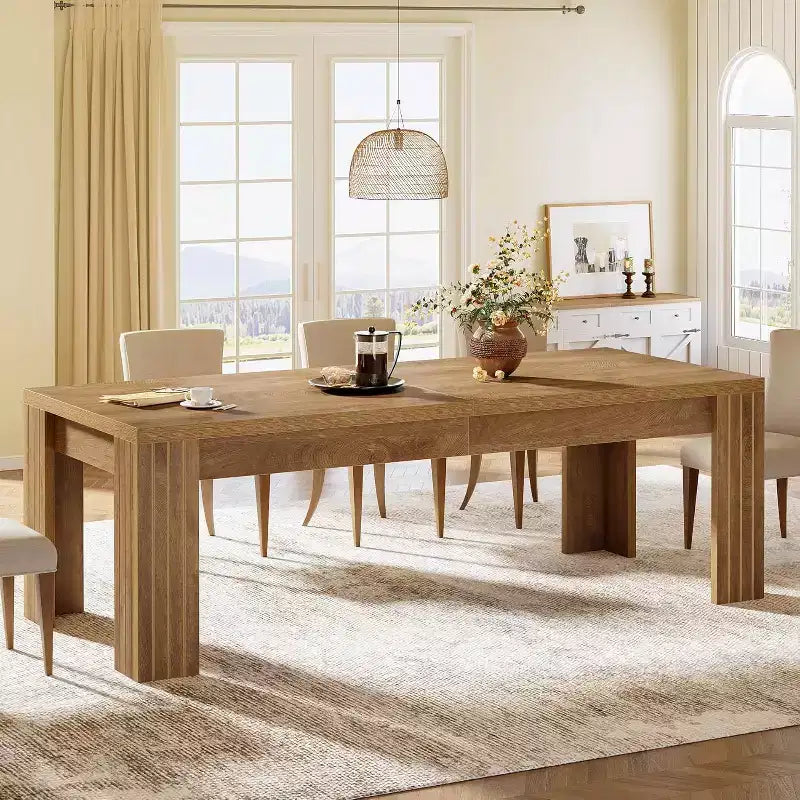 Tavolo da pranzo grande Lantine da 78,7 pollici per 6-8 persone, tavolo da cucina rettangolare in stile rustico con gambe robuste per cucina, sala da pranzo e soggiorno (naturale)