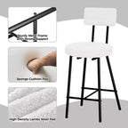 Set di 4 sedie da bar, moderni sgabelli da bancone imbottiti con seduta rotonda, sedia da bar senza braccioli con schienale, poggiapiedi e gambe in metallo