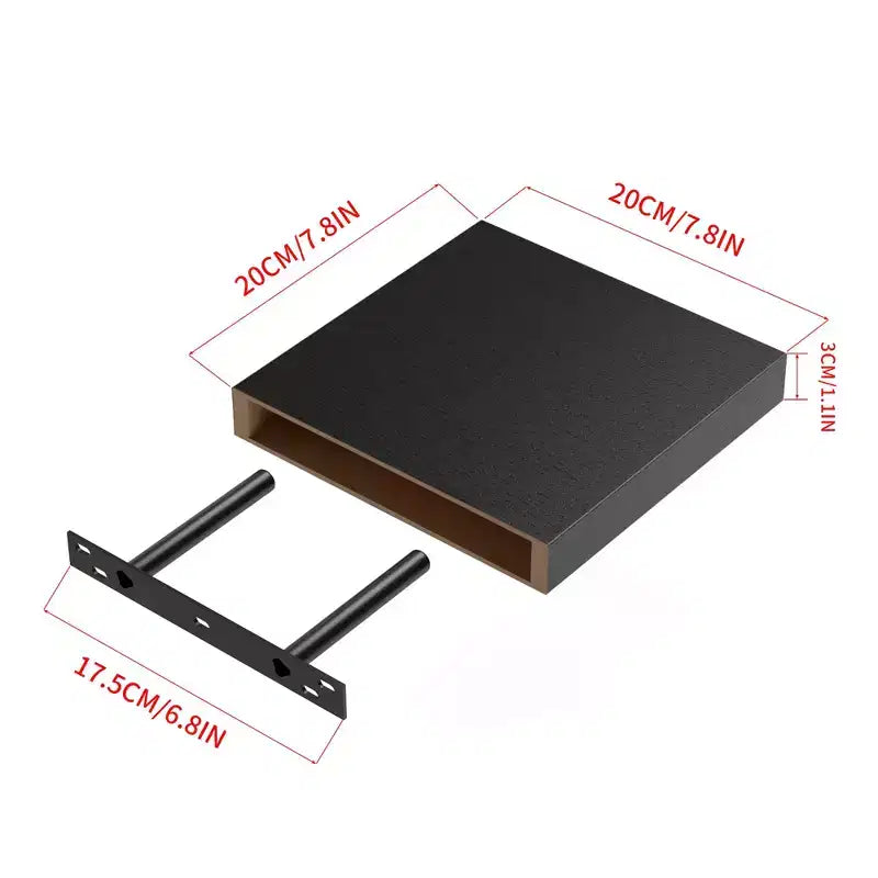 Mensole galleggianti FurnitureR, set da 3 per parete, mensole rustiche in legno da parete per bagno, camera da letto, soggiorno, cucina, nero