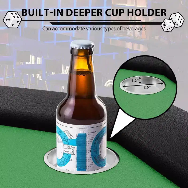 Tavolo da Poker Ottagonale con 8 Portabicchieri, Tavolo da Casinò per 8 Giocatori, Tavolo da Gioco Blackjack con Bordo Imbottito Resistente all'Acqua
