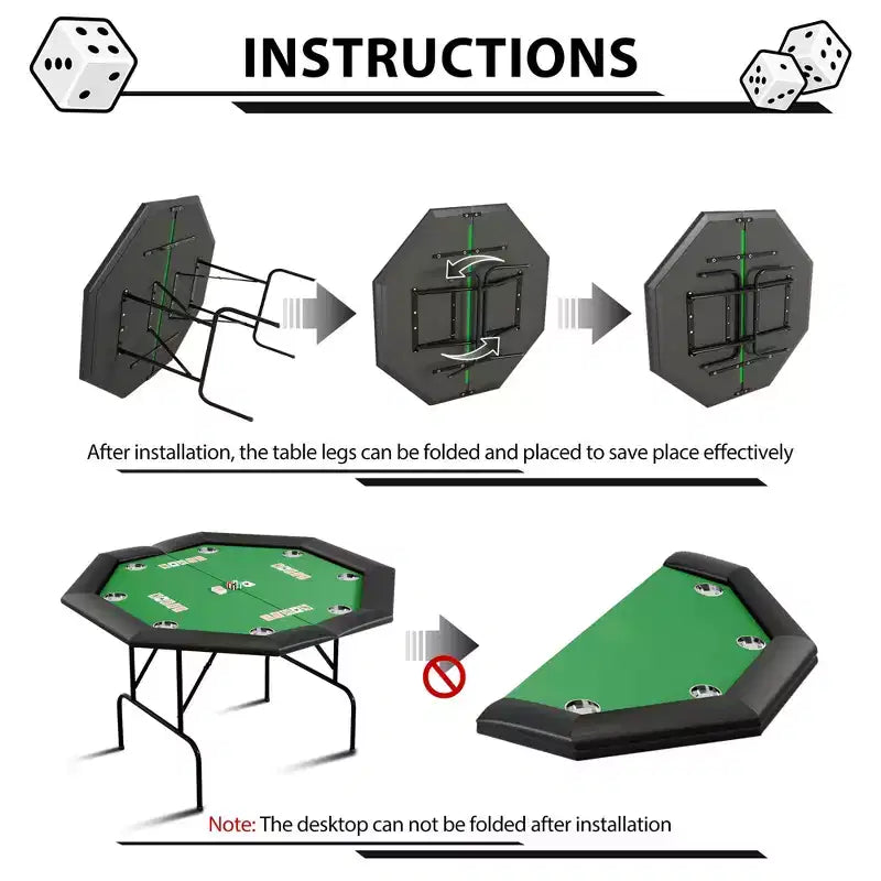 Tavolo da Poker Ottagonale con 8 Portabicchieri, Tavolo da Casinò per 8 Giocatori, Tavolo da Gioco Blackjack con Bordo Imbottito Resistente all'Acqua