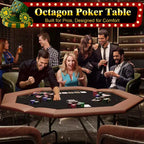 Tavolo da Poker Ottagonale con 8 Portabicchieri, Tavolo da Casinò per 8 Giocatori, Tavolo da Gioco Blackjack con Bordo Imbottito Resistente all'Acqua
