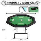 Tavolo da Poker Ottagonale con 8 Portabicchieri, Tavolo da Casinò per 8 Giocatori, Tavolo da Gioco Blackjack con Bordo Imbottito Resistente all'Acqua