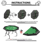 Tavolo da Poker Ottagonale con 8 Portabicchieri, Tavolo da Casinò per 8 Giocatori, Tavolo da Gioco Blackjack con Bordo Imbottito Resistente all'Acqua