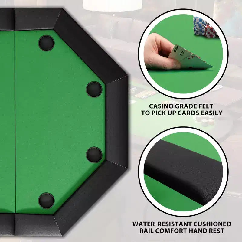Tavolo da Poker Ottagonale con 8 Portabicchieri, Tavolo da Casinò per 8 Giocatori, Tavolo da Gioco Blackjack con Bordo Imbottito Resistente all'Acqua