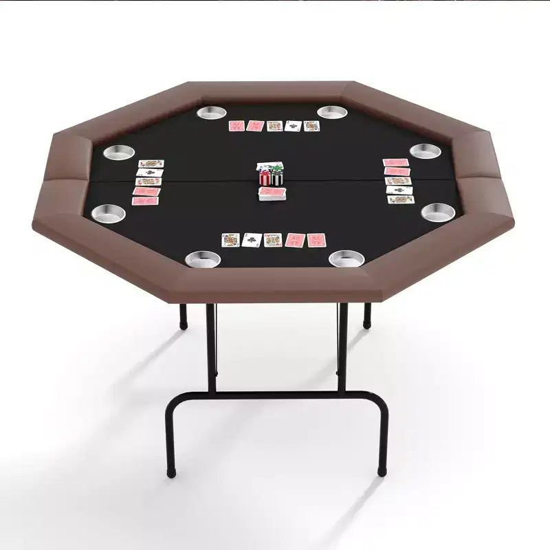 Tavolo da Poker Ottagonale con 8 Portabicchieri, Tavolo da Casinò per 8 Giocatori, Tavolo da Gioco Blackjack con Bordo Imbottito Resistente all'Acqua