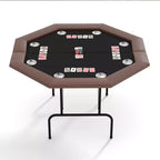 Tavolo da Poker Ottagonale con 8 Portabicchieri, Tavolo da Casinò per 8 Giocatori, Tavolo da Gioco Blackjack con Bordo Imbottito Resistente all'Acqua