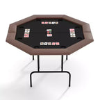 Tavolo da Poker Ottagonale con 8 Portabicchieri, Tavolo da Casinò per 8 Giocatori, Tavolo da Gioco Blackjack con Bordo Imbottito Resistente all'Acqua