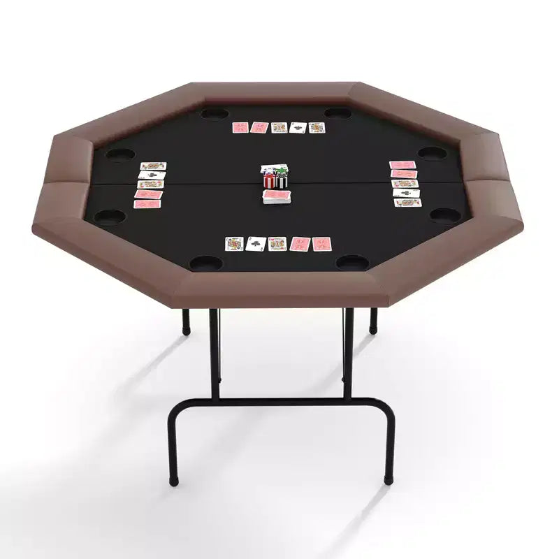 Tavolo da Poker Ottagonale con 8 Portabicchieri, Tavolo da Casinò per 8 Giocatori, Tavolo da Gioco Blackjack con Bordo Imbottito Resistente all'Acqua