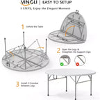 VINGLI Tavolo Commerciale Pieghevole Rotondo Bianco 5 FT, Tavolo da Pranzo in Plastica Portatile da 60 Pollici per Cucina Feste Matrimoni Eventi, Confezione da 1