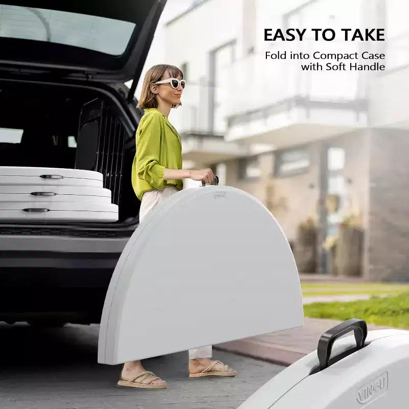 VINGLI Tavolo Commerciale Pieghevole Rotondo Bianco 5 FT, Tavolo da Pranzo in Plastica Portatile da 60 Pollici per Cucina Feste Matrimoni Eventi, Confezione da 1