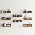 FurnitureR Floating Shelves for Wall, 15.75 Inch Wide Wooden WallMounted Display Ledge Set, Modern Storage Shelves for Living Room Set of 8, Brown