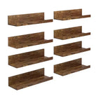 Mensole galleggianti FurnitureR per parete, set di mensole decorative in legno da 15,75 pollici, set di 8 mensole moderne per soggiorno, marrone