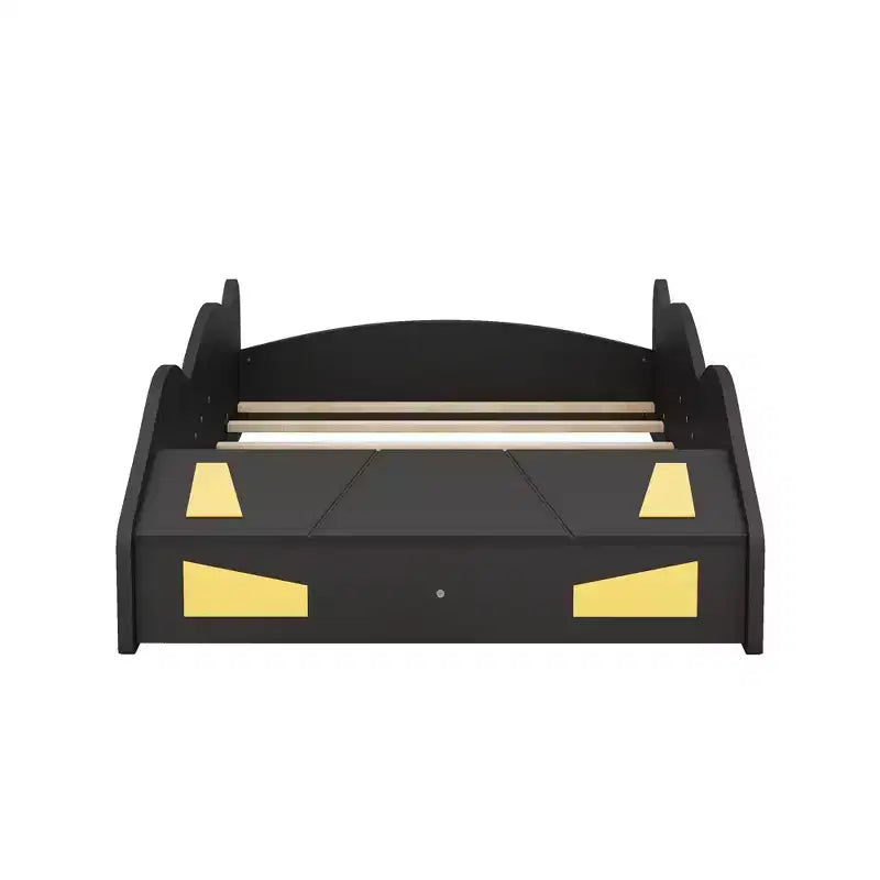 Letto a piattaforma per bambini a forma di auto da corsa, struttura del letto a forma di auto in legno con contenitore e ruote per bambini e bambine