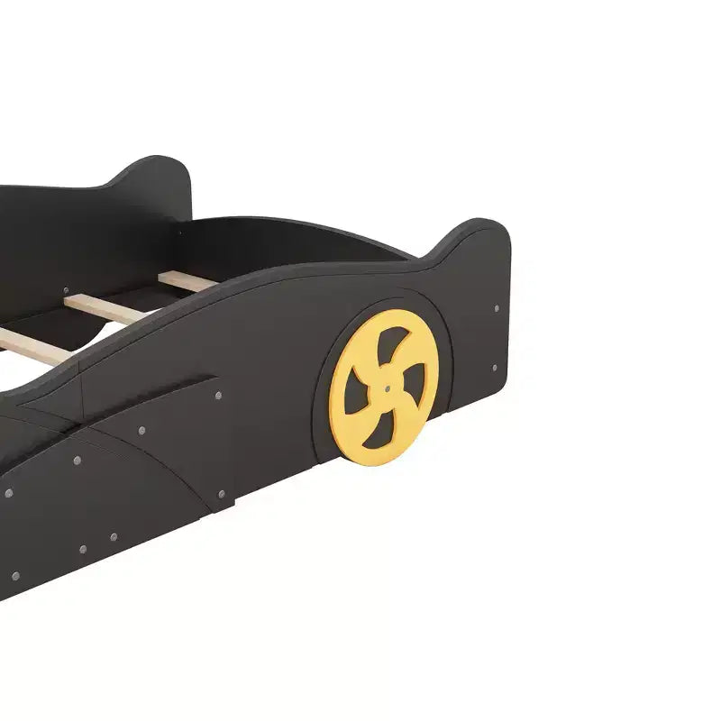 Letto a piattaforma per bambini a forma di auto da corsa, struttura del letto a forma di auto in legno con contenitore e ruote per bambini e bambine