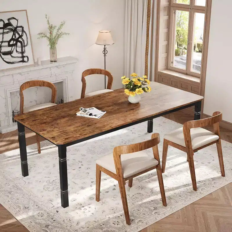 79 Grande tavolo da pranzo industriale per 6-8 persone, tavolo da cucina rettangolare in legno, tavolo da pranzo moderno in stile rustico, tavolo da pranzo da cucina