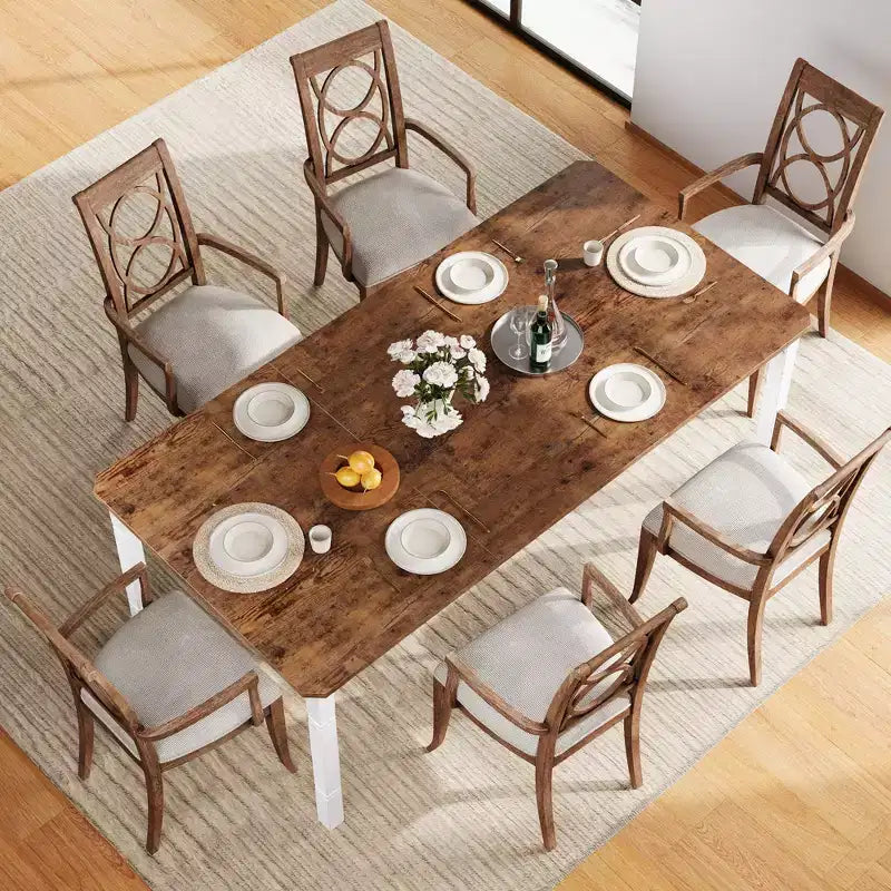 79 Grande tavolo da pranzo industriale per 6-8 persone, tavolo da cucina rettangolare in legno, tavolo da pranzo moderno in stile rustico, tavolo da pranzo da cucina