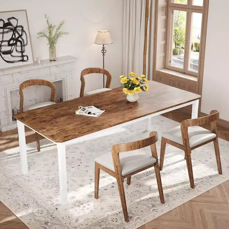 79 Grande tavolo da pranzo industriale per 6-8 persone, tavolo da cucina rettangolare in legno, tavolo da pranzo moderno in stile rustico, tavolo da pranzo da cucina
