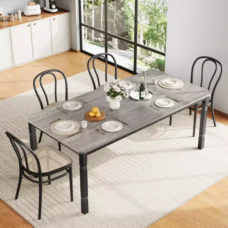 79 Grande tavolo da pranzo industriale per 6-8 persone, tavolo da cucina rettangolare in legno, tavolo da pranzo moderno in stile rustico, tavolo da pranzo da cucina