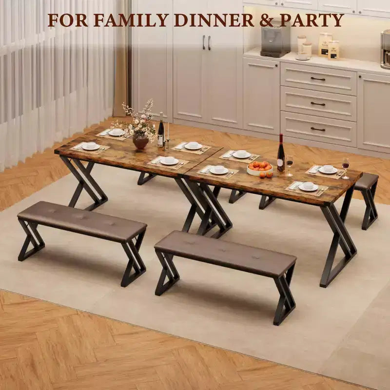 Tavolo da pranzo con 2 panche, set tavolo da cucina per 4 persone, moderna zona colazione con panca imbottita, set tavolo da pranzo, tavolo lungo 110 cm