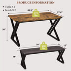 Tavolo da pranzo con 2 panche, set tavolo da cucina per 4 persone, moderna zona colazione con panca imbottita, set tavolo da pranzo, tavolo lungo 110 cm