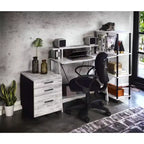 Okak 39IN Modern Standing Desk with Monitor Support, Computer Desk with Bottom Shelf, Office Desk for Living Room, Bedroom, Study