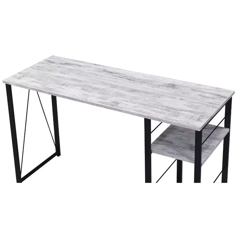 Scrivania da ufficio Okak 47IN dal design minimalista con 2 ripiani, scrivania con struttura in metallo rinforzato, scrivania per computer per camera da letto, soggiorno, studio