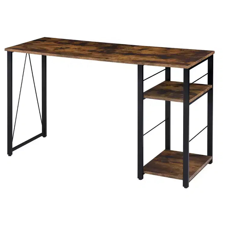 Okak 47IN Minimalism Office Desk with 2 Shelves, Standing Desk with Reinforced Metal Frame, Computer Desk for Bedroom, Living Room, Study