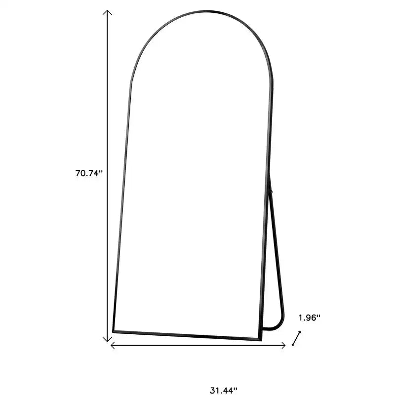 HomeRoots 71 Specchio intero con cornice in metallo nero ad arco autoportante