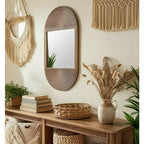 Specchio da parete in legno boho - Cornice marrone artigianale - Accento decorativo rustico per la casa, l'ufficio, la camera da letto e il soggiorno - 1 marrone