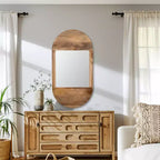 Specchio da parete in legno boho - Cornice marrone artigianale - Accento decorativo rustico per la casa, l'ufficio, la camera da letto e il soggiorno - 1 marrone